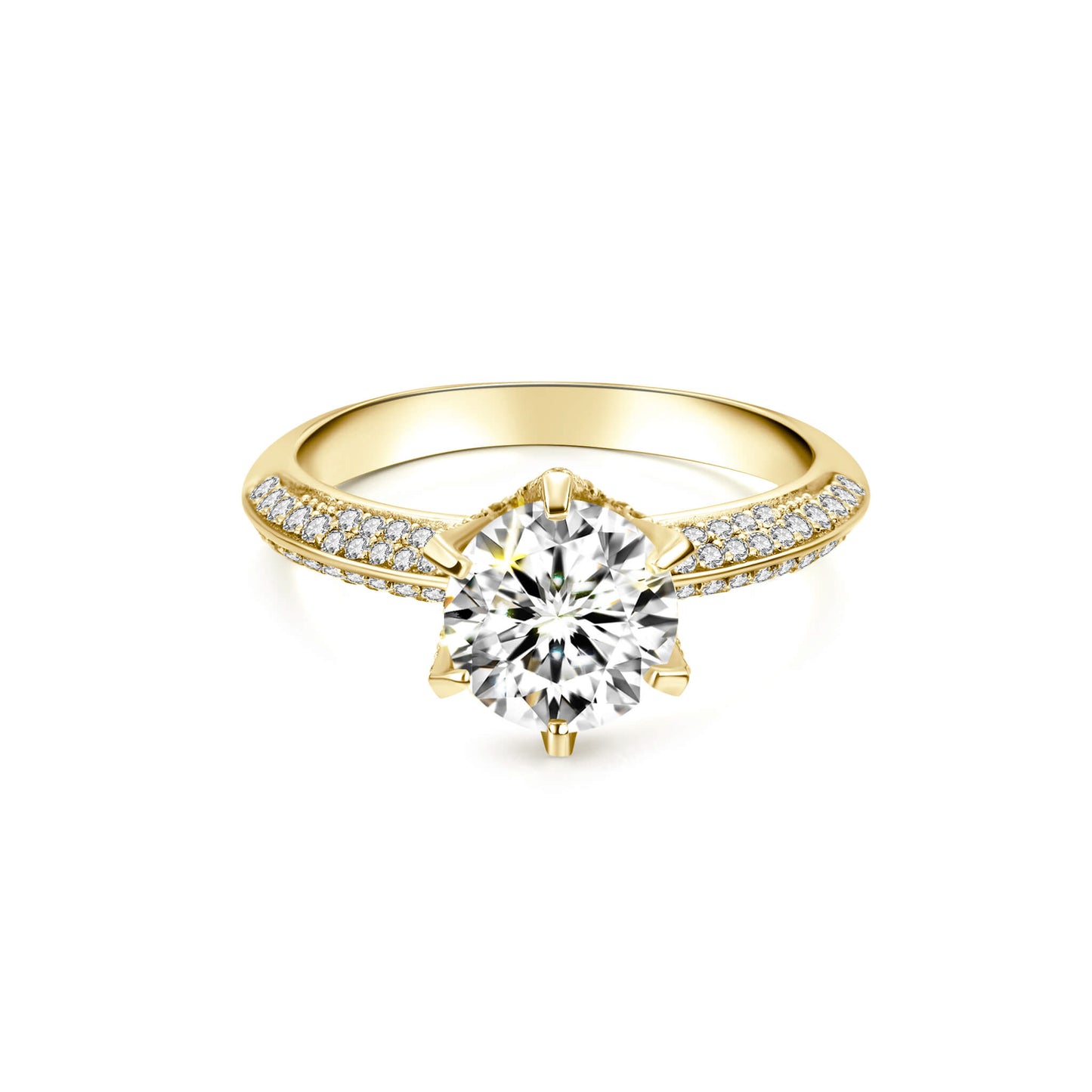 Halo Round Lab Diamond Ring in 18K Yellow Gold 6 Prong - Neoshine