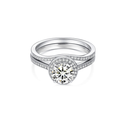 Bridal Sets Round Lab Diamond Ring in Platinum - Neoshine
