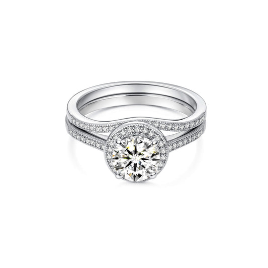 Bridal Sets Round Lab Diamond Ring in Platinum - Neoshine