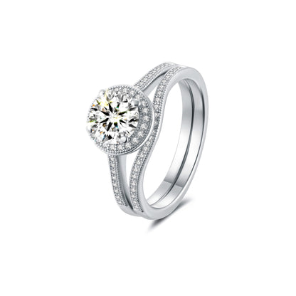 Bridal Sets Round Lab Diamond Ring in Platinum - Neoshine