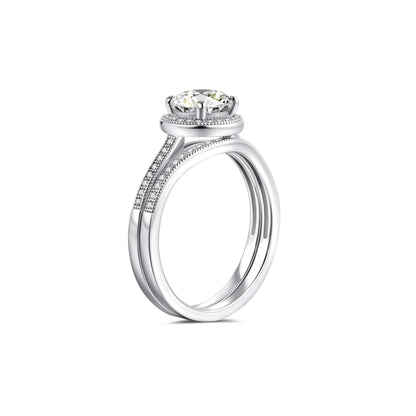 Bridal Sets Round Lab Diamond Ring in Platinum - Neoshine