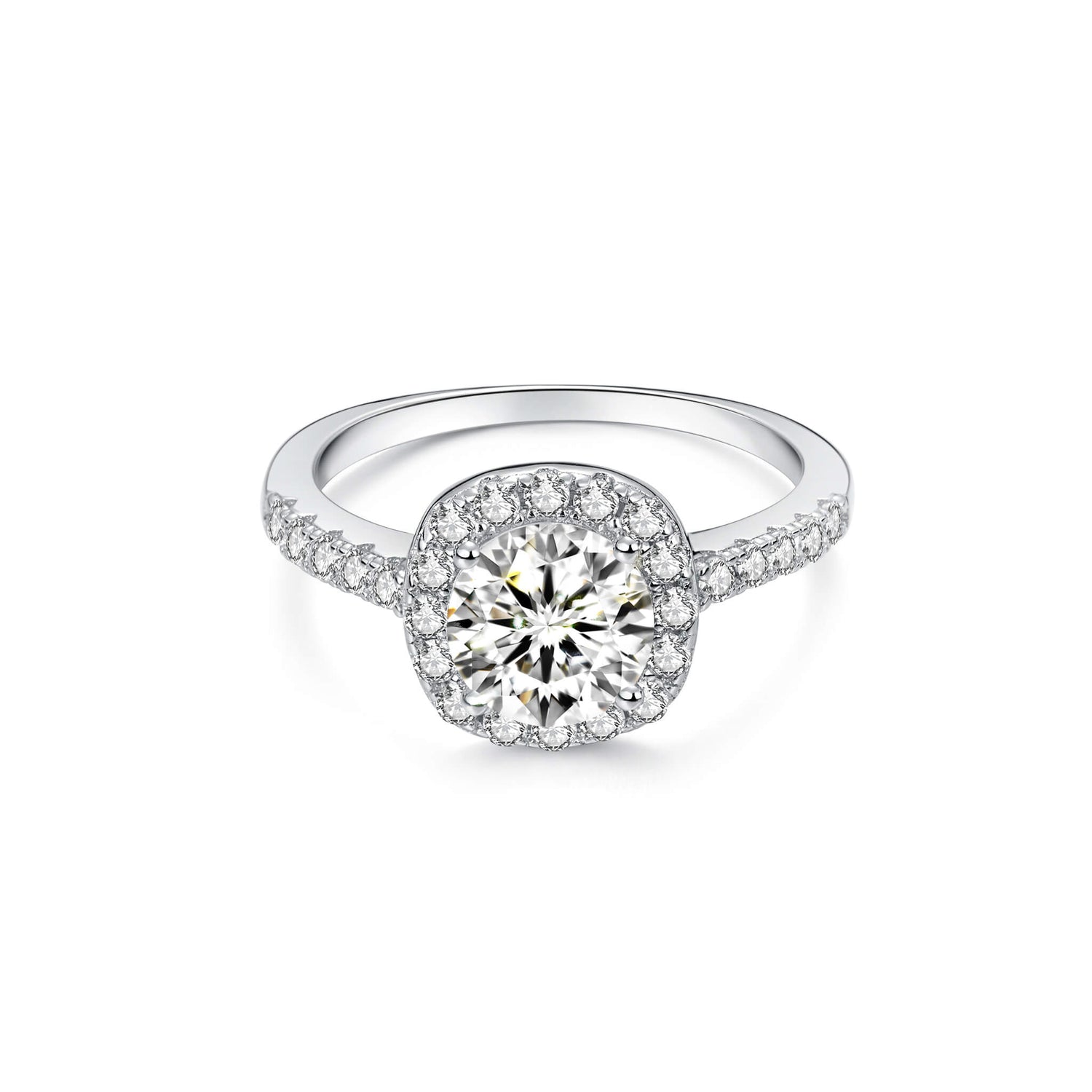 Halo Round Lab Diamond Ring in Platinum - Neoshine