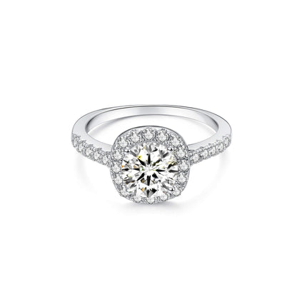 Halo Round Lab Diamond Ring in Platinum - Neoshine
