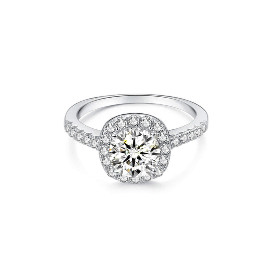 Halo Round Lab Diamond Ring in Platinum - Neoshine