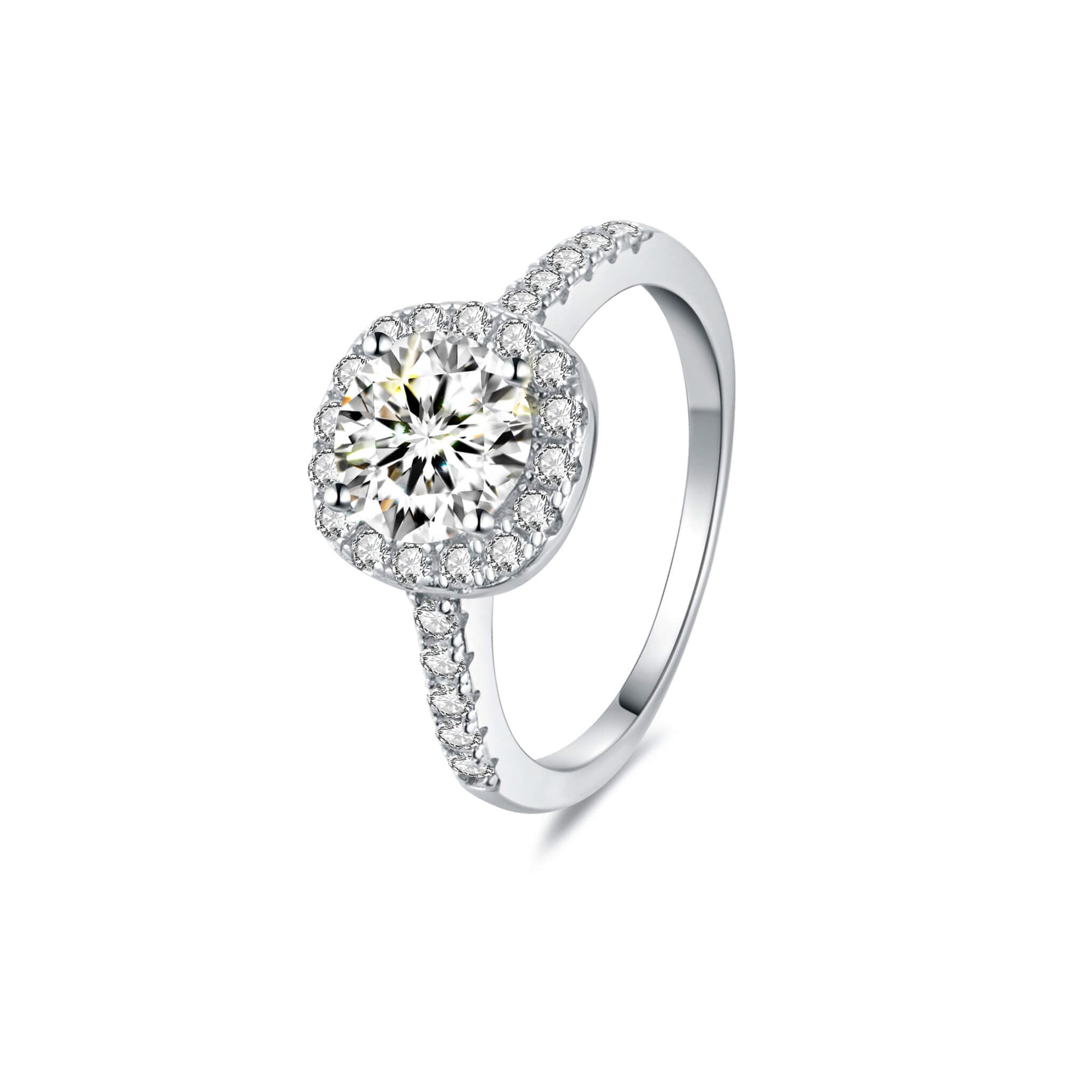 Halo Round Lab Diamond Ring in Platinum - Neoshine