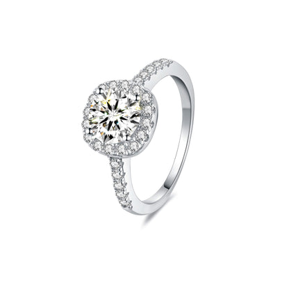 Halo Round Lab Diamond Ring in Platinum - Neoshine