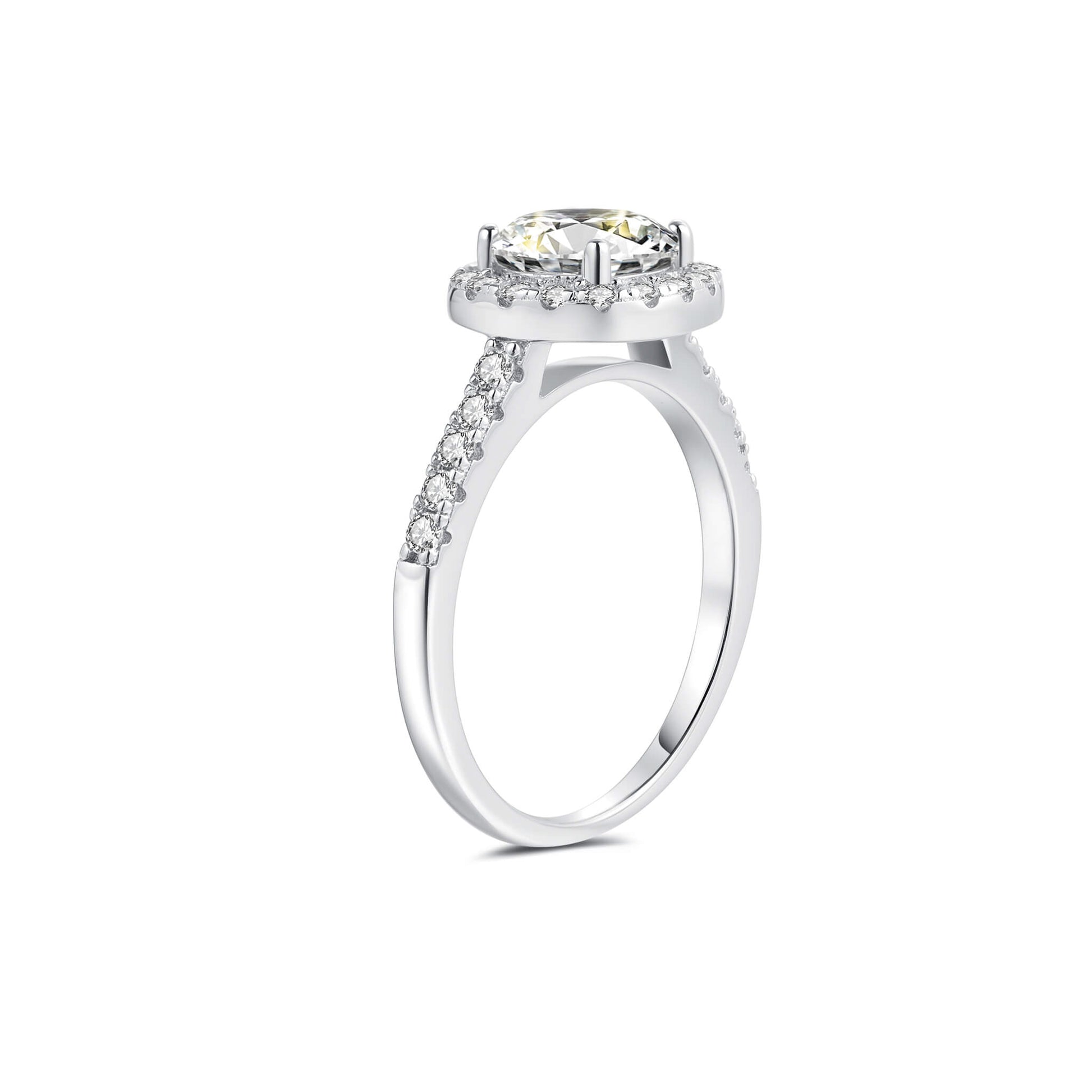 Halo Round Lab Diamond Ring in Platinum - Neoshine