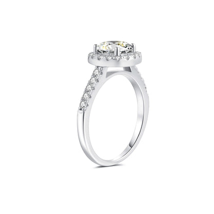 Halo Round Lab Diamond Ring in Platinum - Neoshine