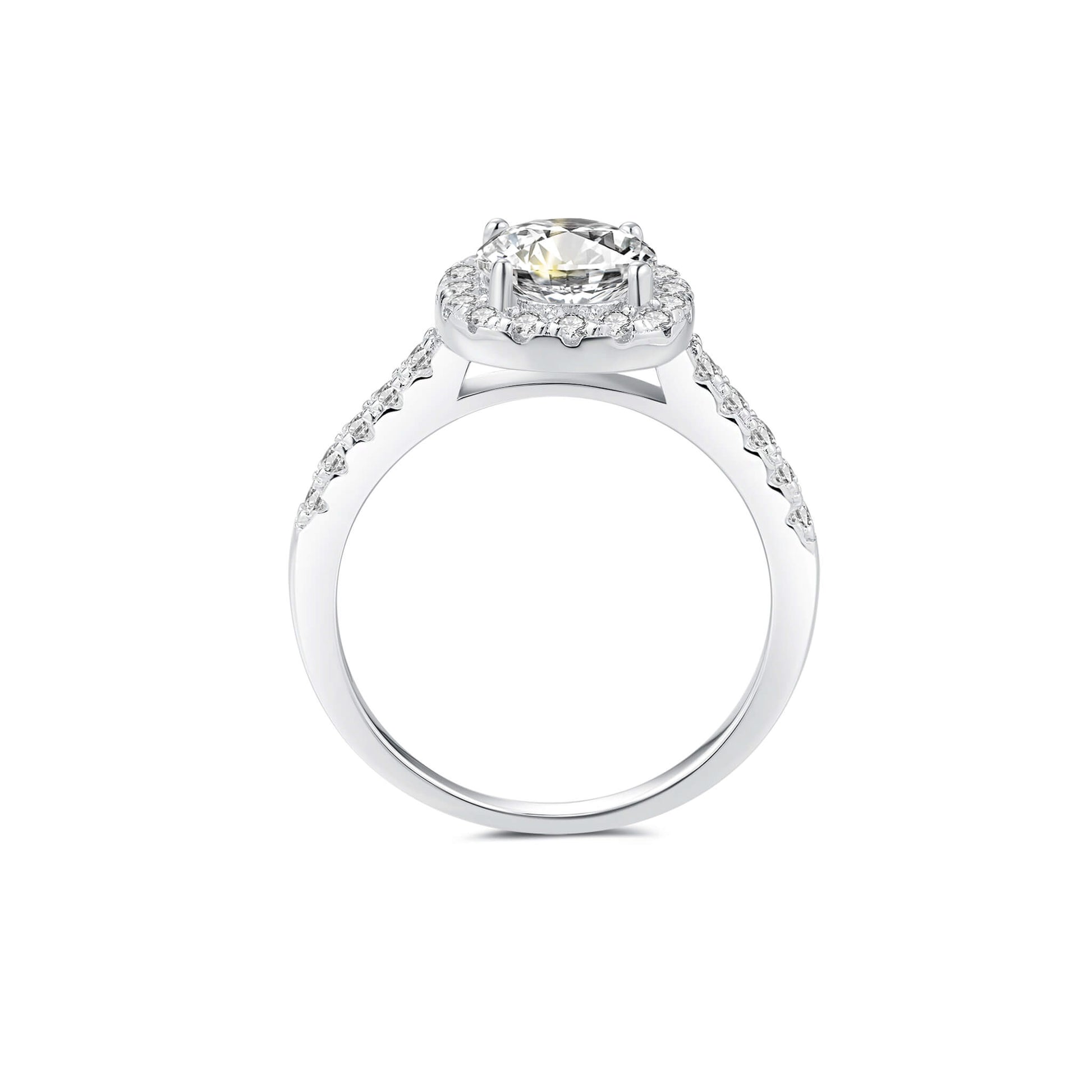 Halo Round Lab Diamond Ring in Platinum - Neoshine