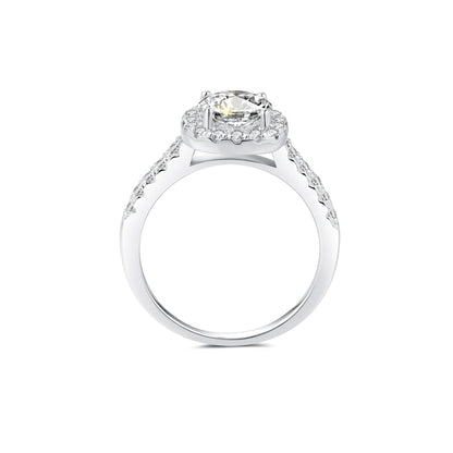Halo Round Lab Diamond Ring in Platinum - Neoshine