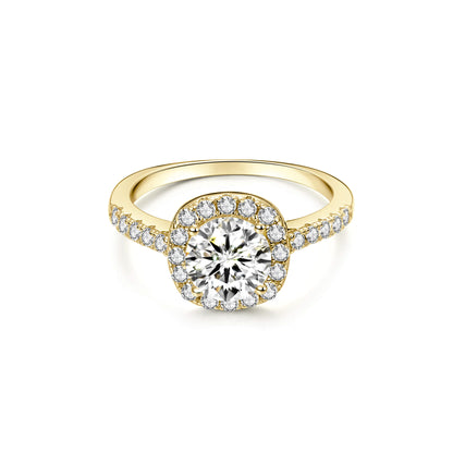 Halo Round Lab Diamond Ring in 18K Yellow Gold - Neoshine