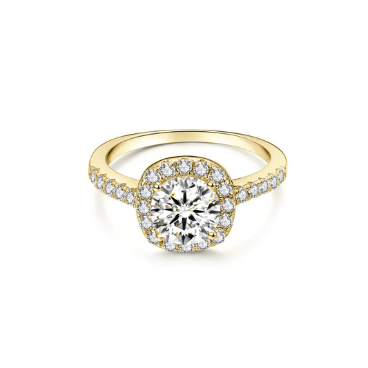 Halo Round Lab Diamond Ring in 18K Yellow Gold - Neoshine