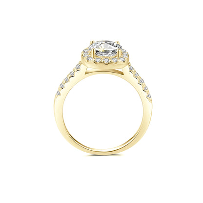 Halo Round Lab Diamond Ring in 18K Yellow Gold - Neoshine