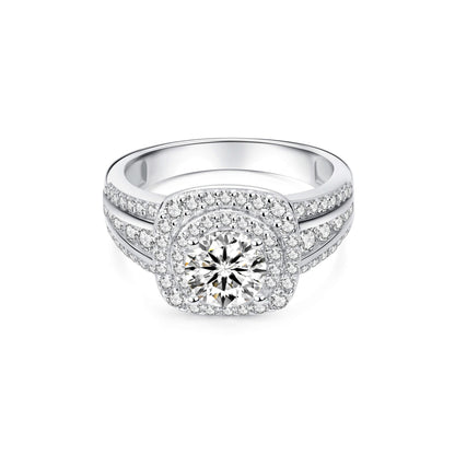 Double Halo Round Lab Diamond Ring in Platinum - Neoshine