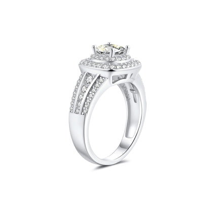 Double Halo Round Lab Diamond Ring in Platinum - Neoshine
