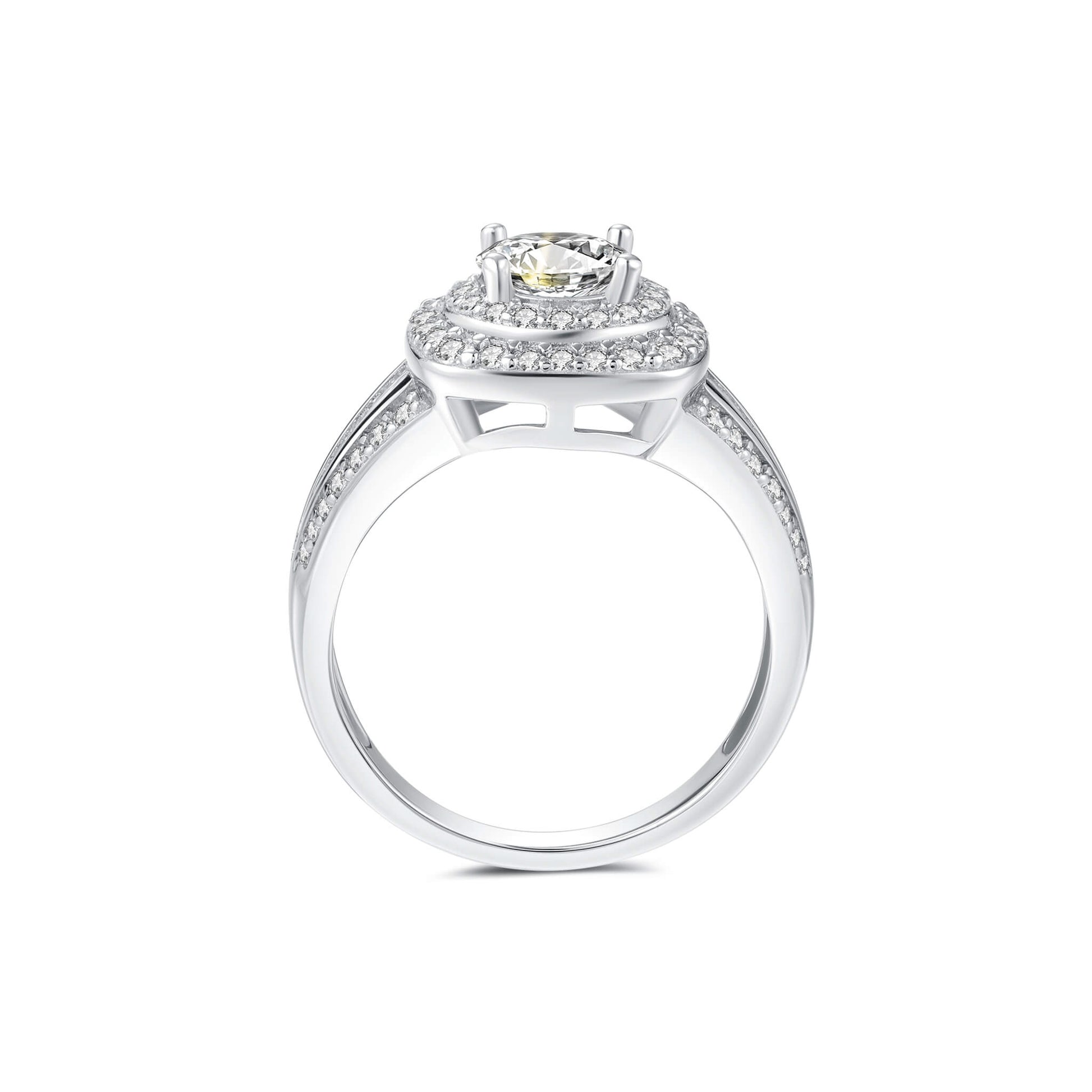 Double Halo Round Lab Diamond Ring in Platinum - Neoshine