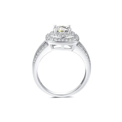 Double Halo Round Lab Diamond Ring in Platinum - Neoshine