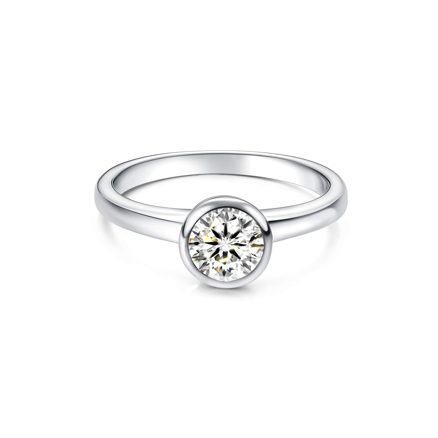 Bezel Round Lab Diamond Ring in Platinum - Neoshine
