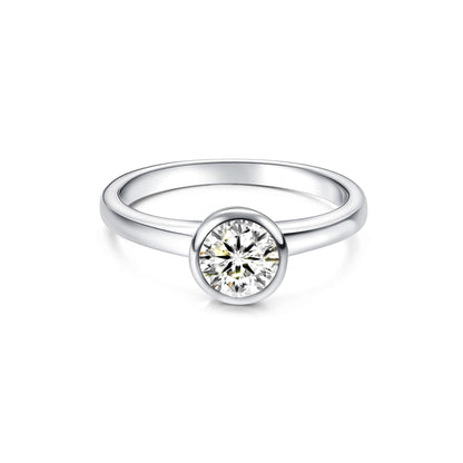 Bezel Round Lab Diamond Ring in Platinum - Neoshine