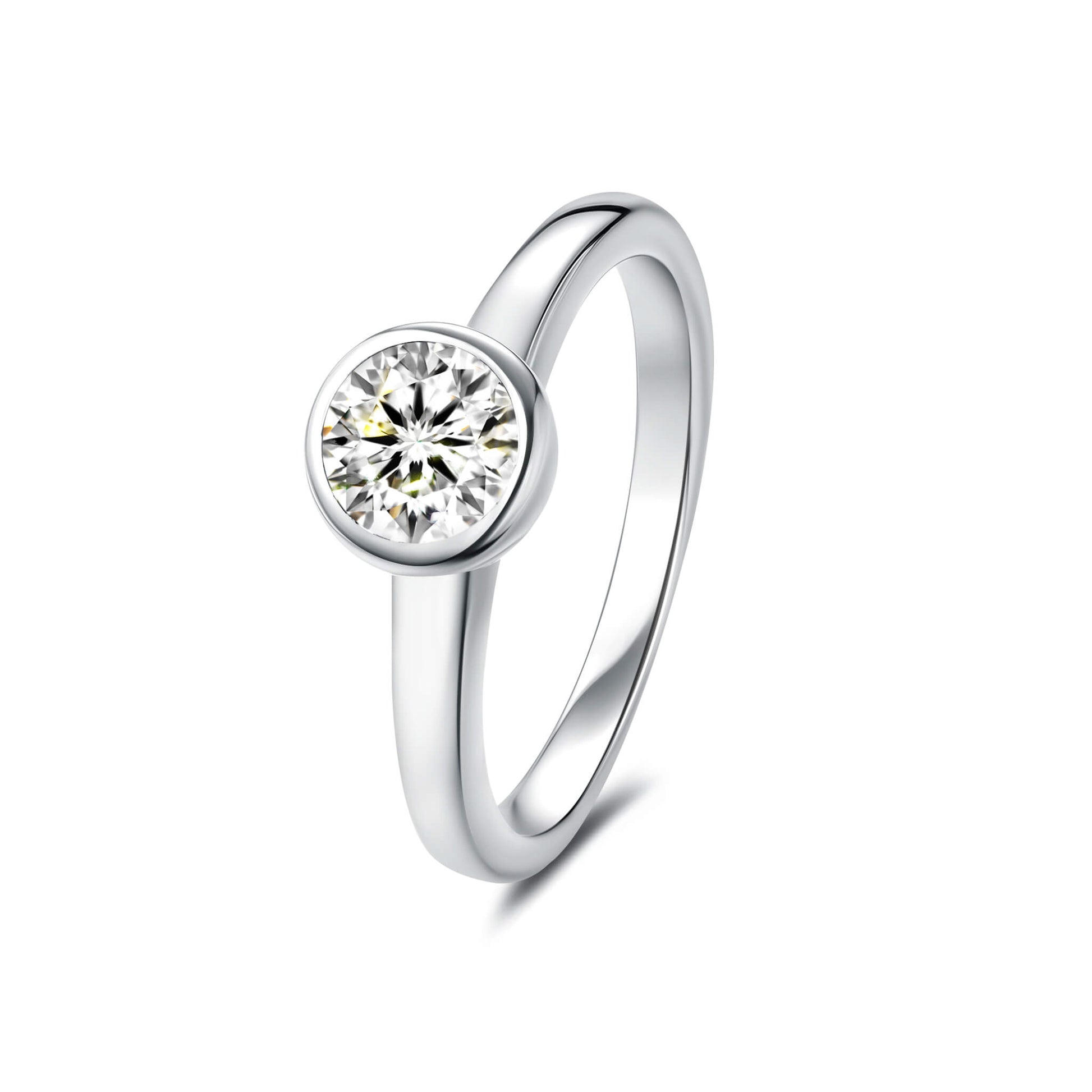Bezel Round Lab Diamond Ring in Platinum - Neoshine