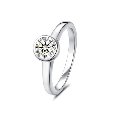 Bezel Round Lab Diamond Ring in Platinum - Neoshine