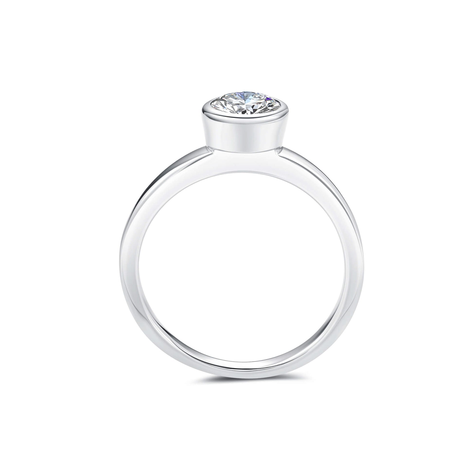 Bezel Round Lab Diamond Ring in Platinum - Neoshine
