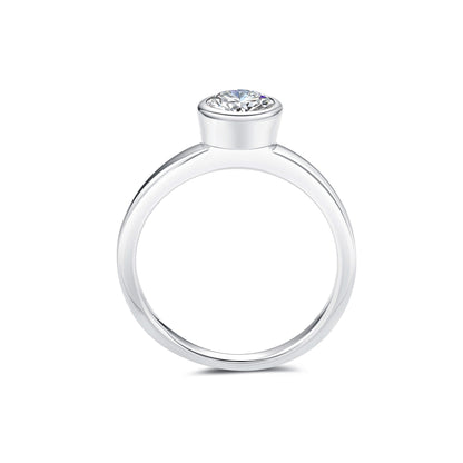 Bezel Round Lab Diamond Ring in Platinum - Neoshine