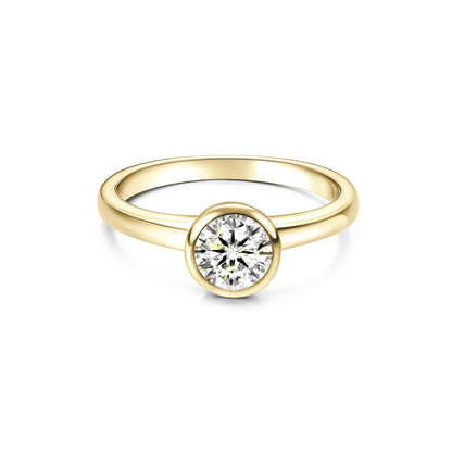 Bezel Round Lab Diamond Ring in 18K Yellow Gold - Neoshine