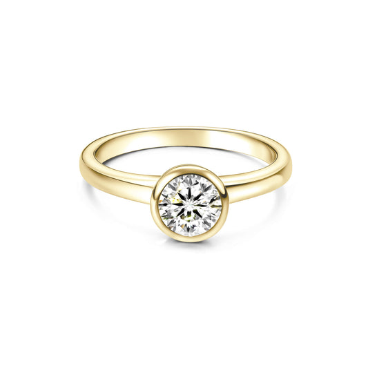 Bezel Round Lab Diamond Ring in 18K Yellow Gold - Neoshine
