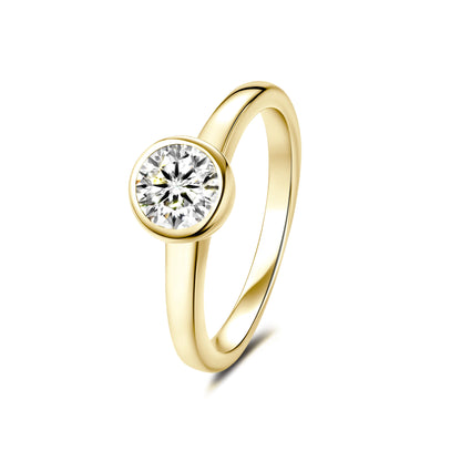 Bezel Round Lab Diamond Ring in 18K Yellow Gold - Neoshine