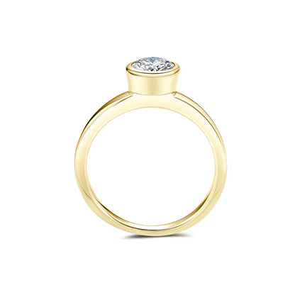 Bezel Round Lab Diamond Ring in 18K Yellow Gold - Neoshine
