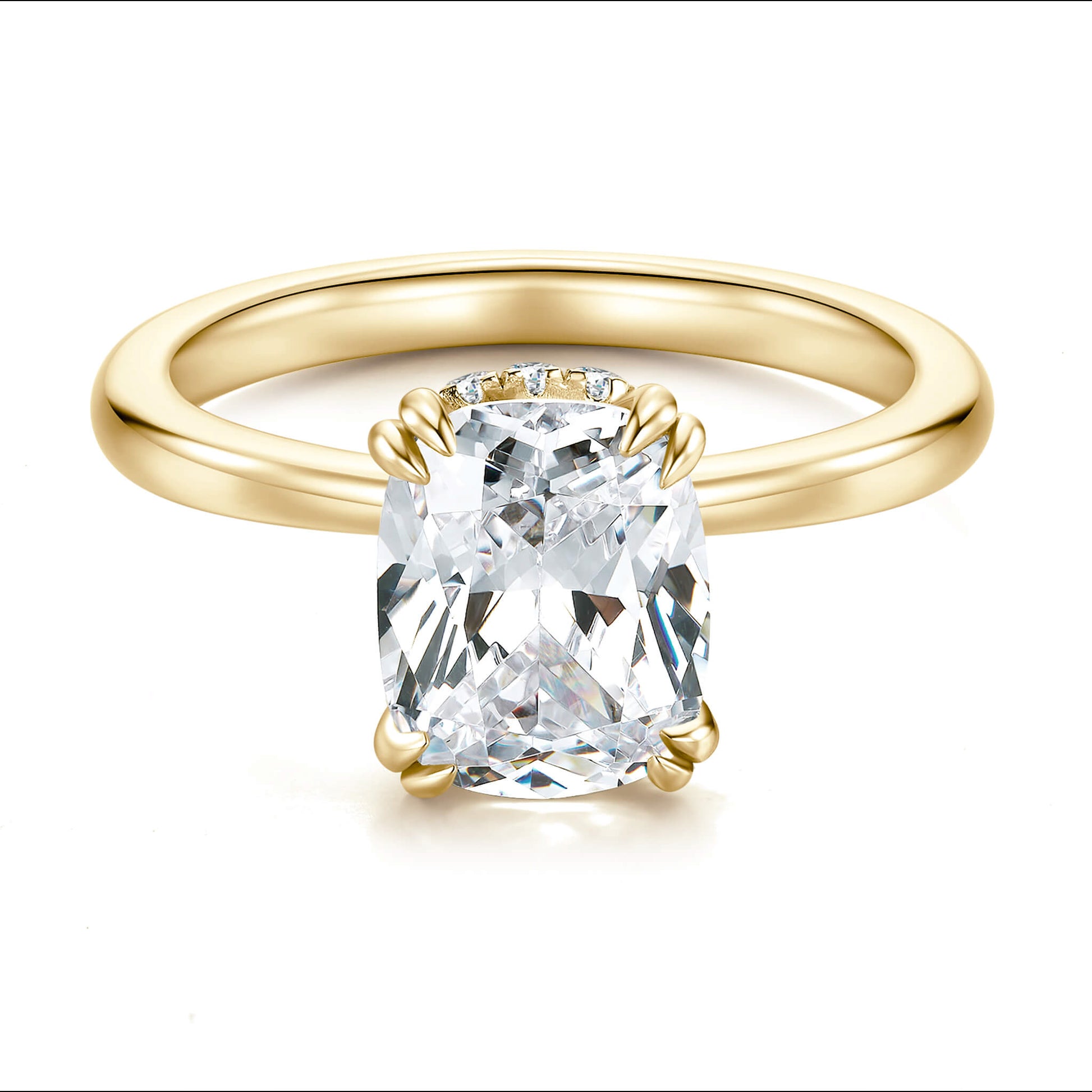 Hidden Halo Radiant Lab Diamond Ring in 18K Yellow Gold - Neoshine