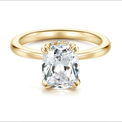 Hidden Halo Radiant Lab Diamond Ring in 18K Yellow Gold - Neoshine