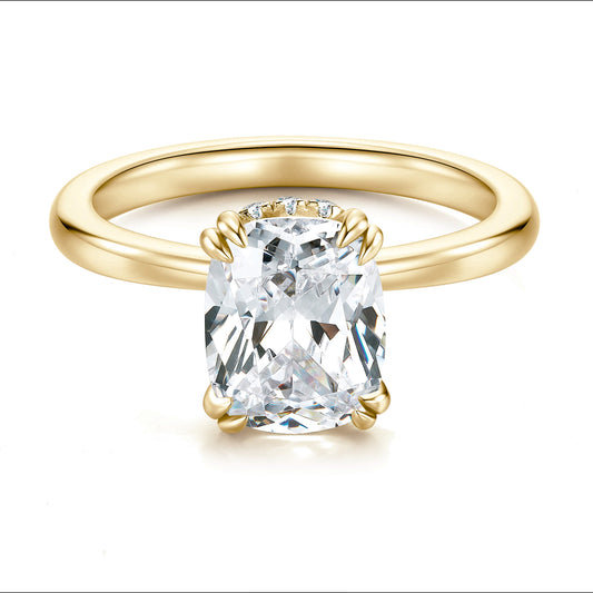 Hidden Halo Radiant Lab Diamond Ring in 18K Yellow Gold - Neoshine