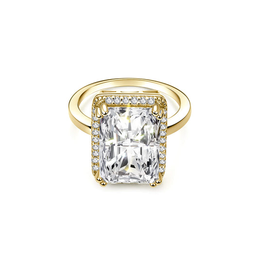 Halo Radiant Lab Diamond Ring in 18K Yellow Gold - Neoshine