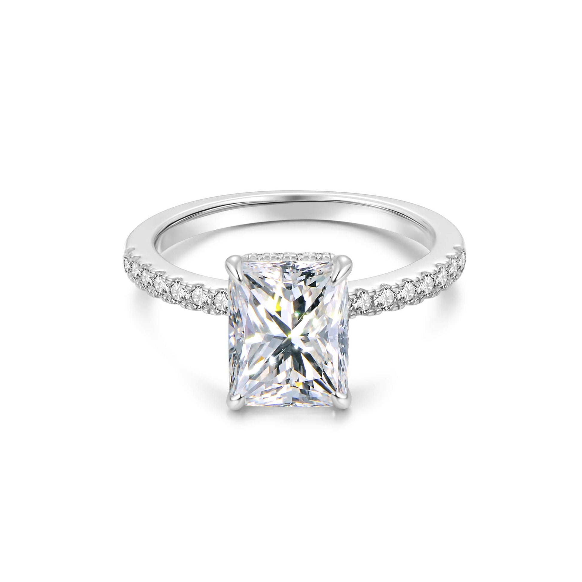 Hidden Halo Radiant Lab Diamond Ring in Platinum - Neoshine