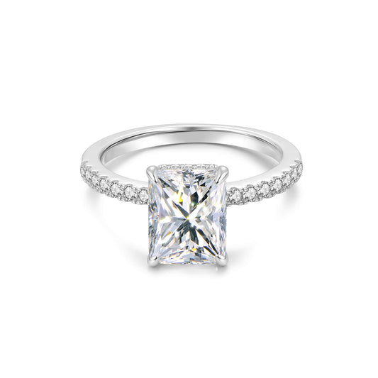 Hidden Halo Radiant Lab Diamond Ring in Platinum - Neoshine