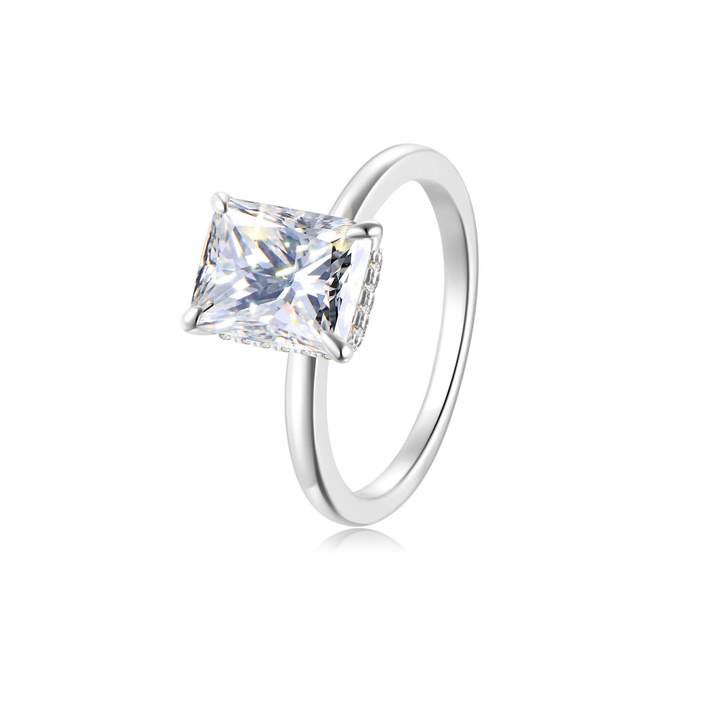 Hidden Halo Radiant Lab Diamond Ring in Platinum - Neoshine