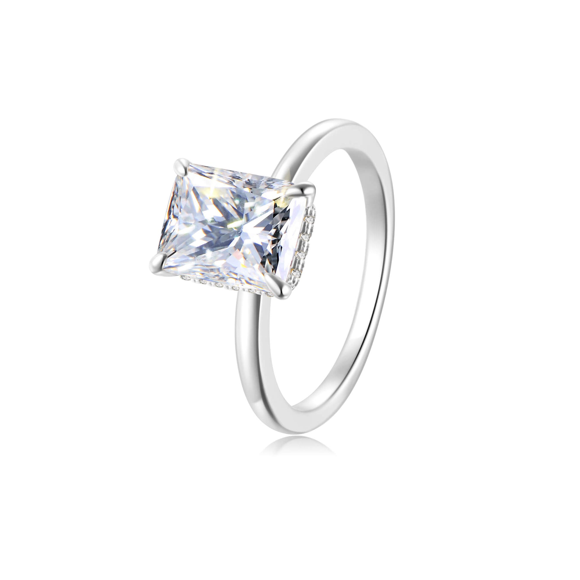 Hidden Halo Radiant Lab Diamond Ring in Platinum - Neoshine