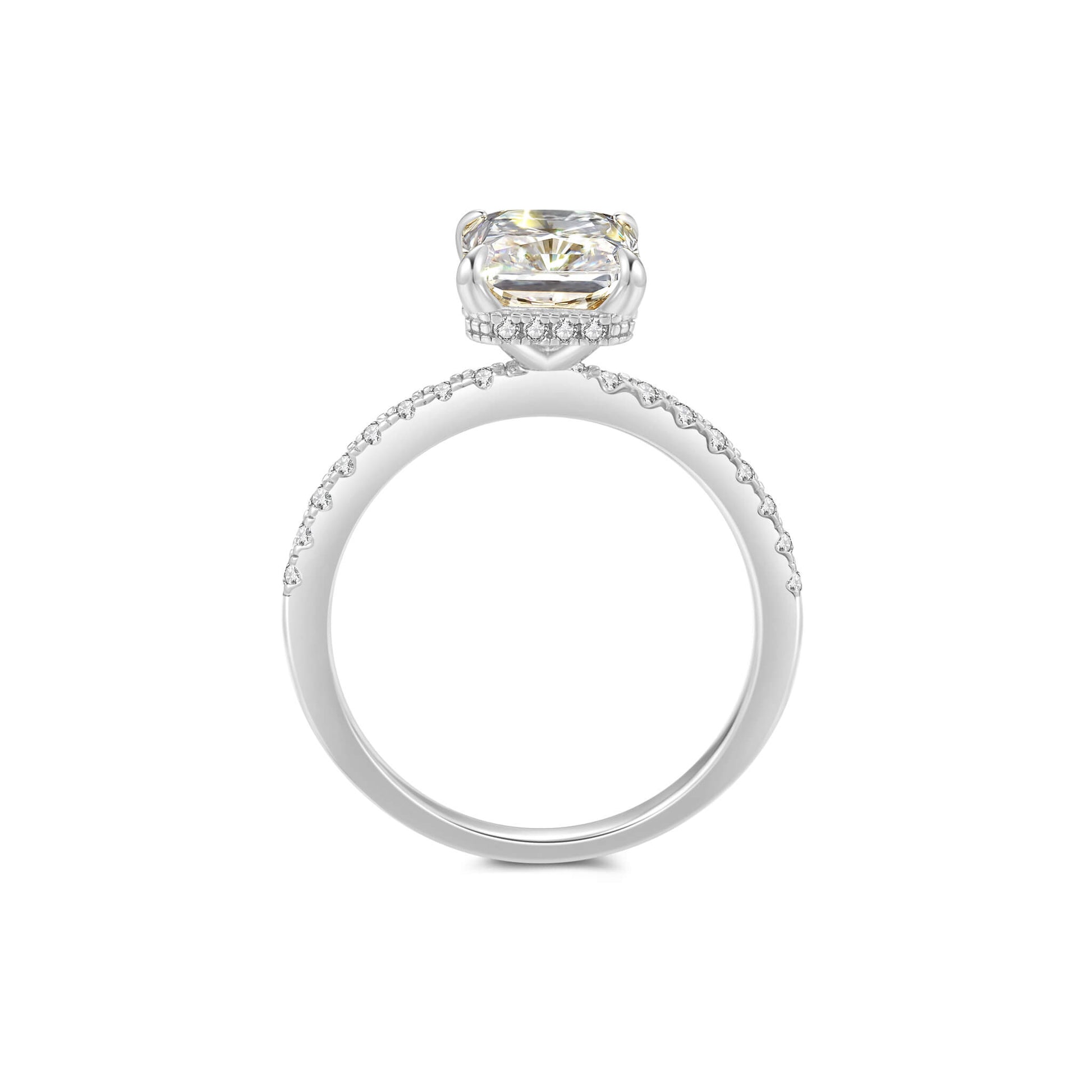 Hidden Halo Radiant Lab Diamond Ring in Platinum - Neoshine
