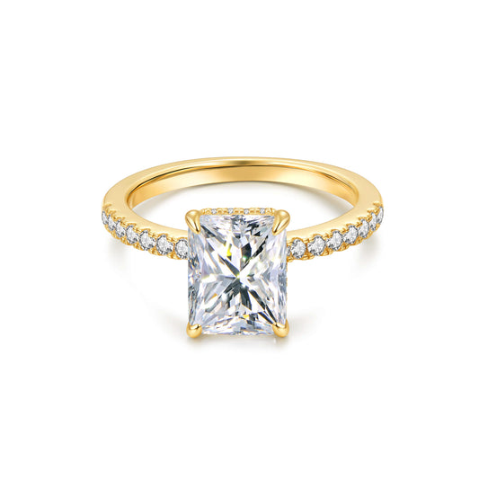 Hidden Halo Radiant Lab Diamond Ring in 18K Yellow Gold - Neoshine