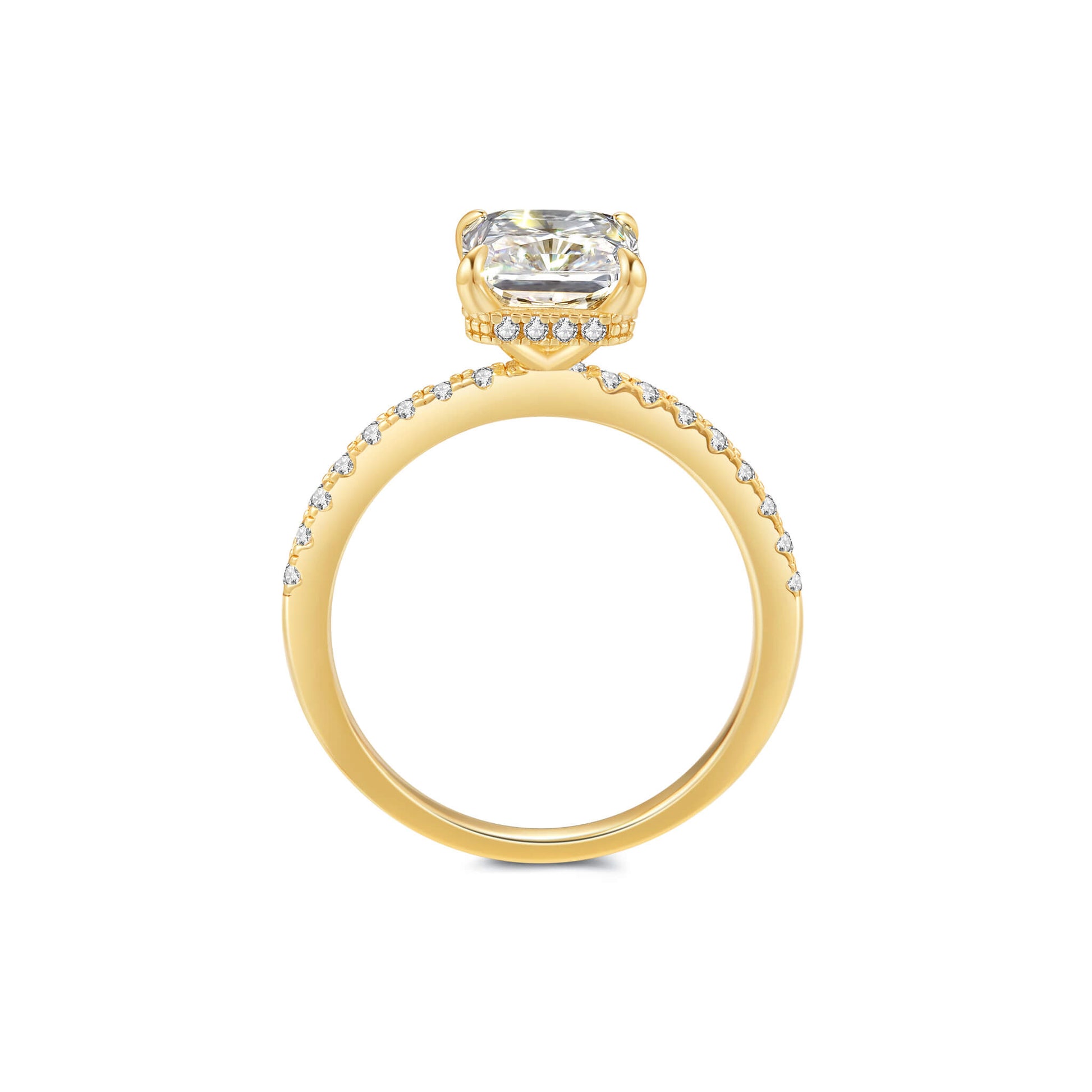 Hidden Halo Radiant Lab Diamond Ring in 18K Yellow Gold - Neoshine