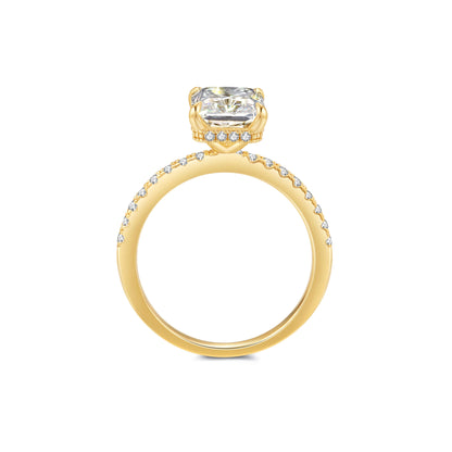 Hidden Halo Radiant Lab Diamond Ring in 18K Yellow Gold - Neoshine