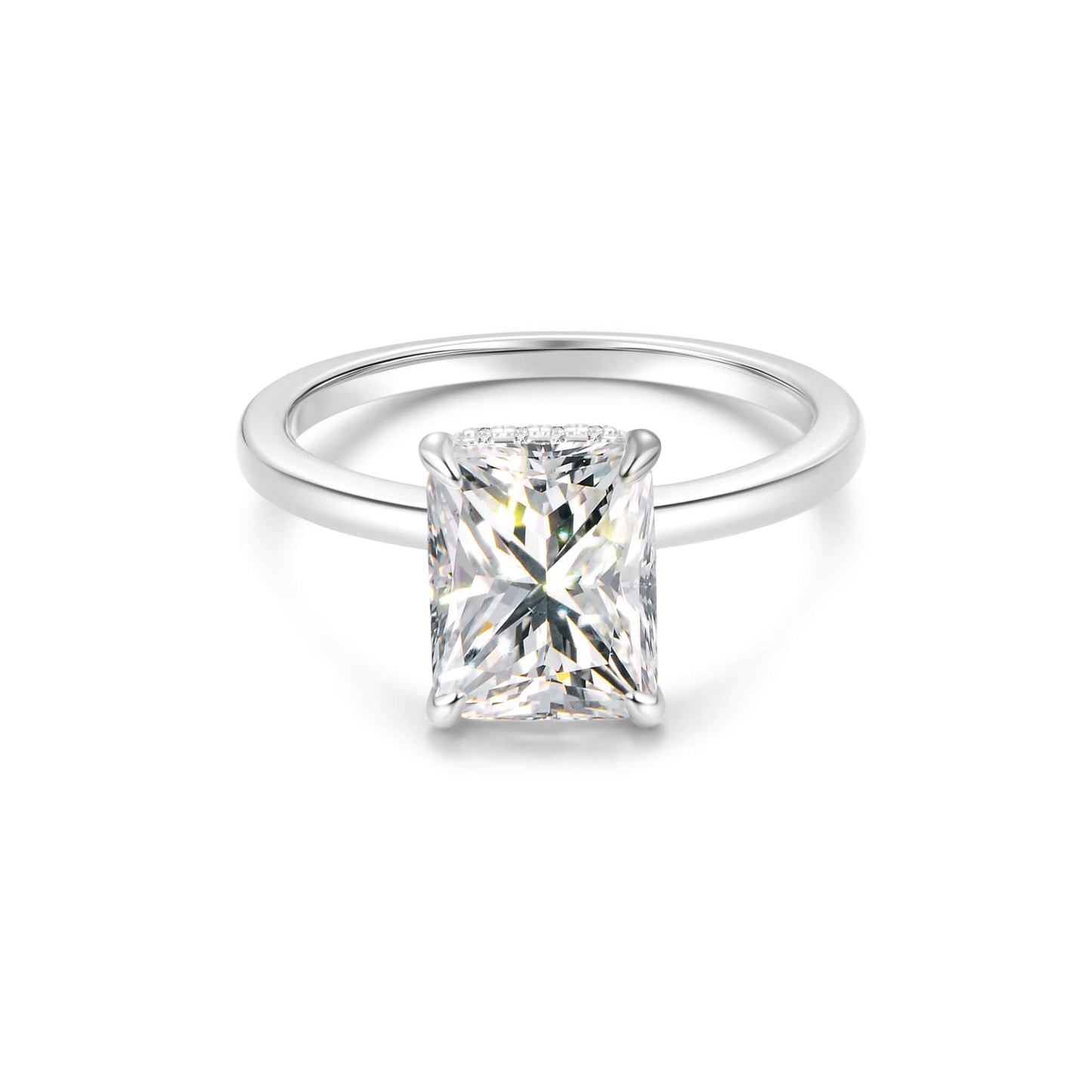Hidden Halo Radiant Lab Diamond Ring in Platinum - Neoshine