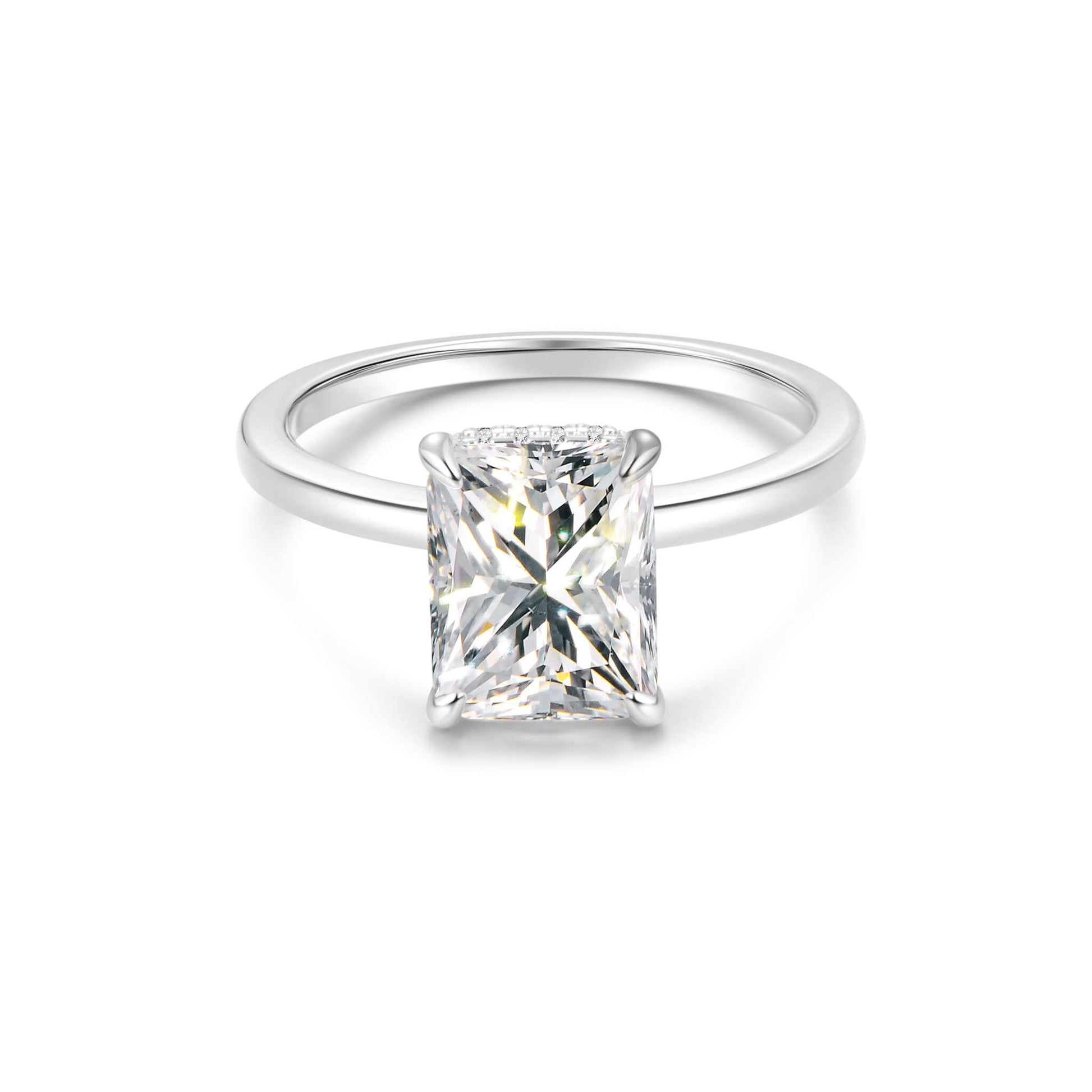 Hidden Halo Radiant Lab Diamond Ring in Platinum - Neoshine