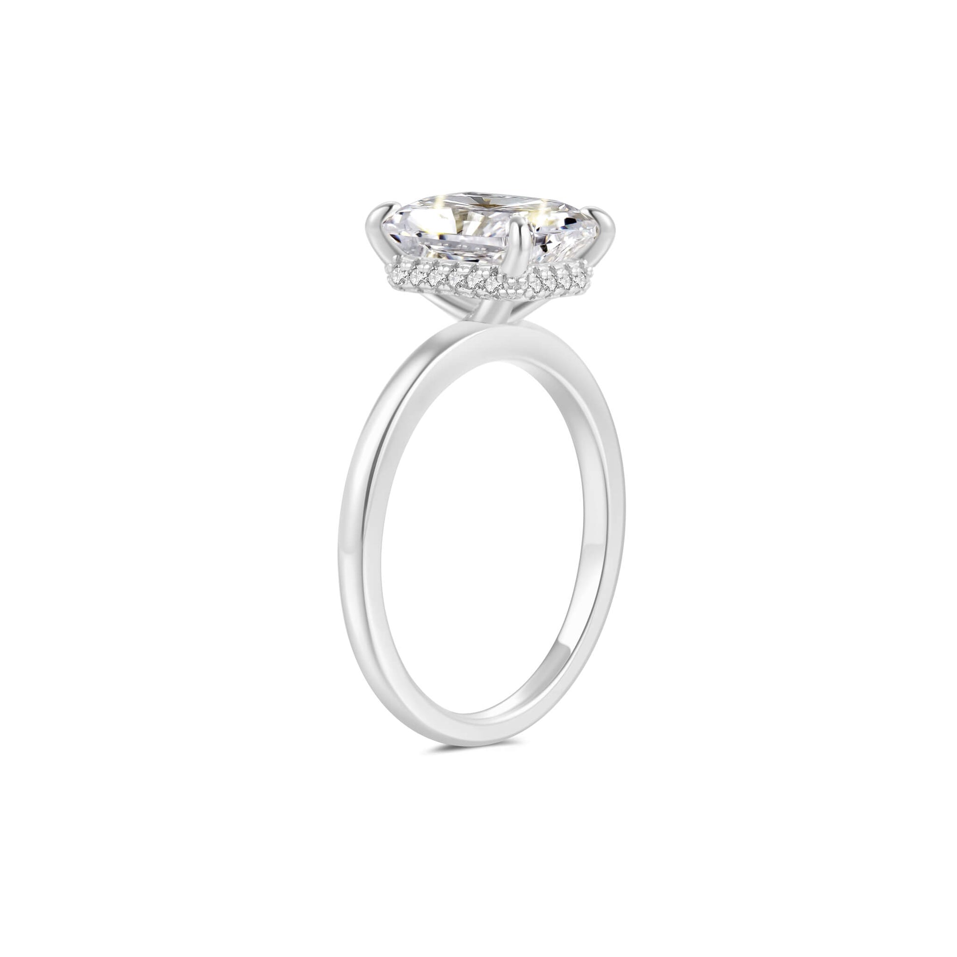 Hidden Halo Radiant Lab Diamond Ring in Platinum - Neoshine