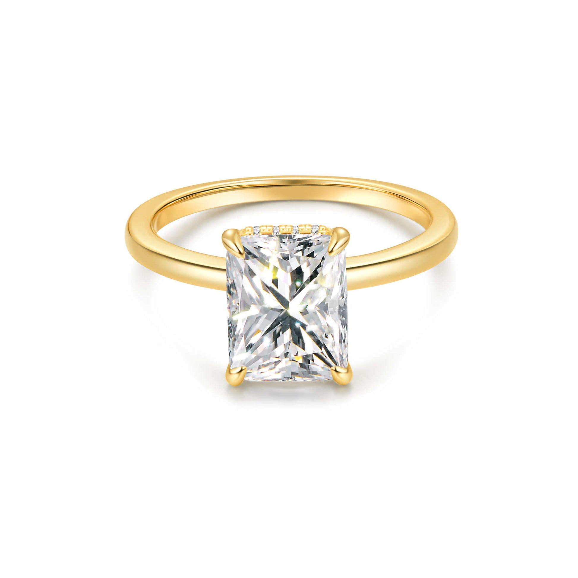 Hidden Halo Radiant Lab Diamond Ring in 18K Yellow Gold - Neoshine