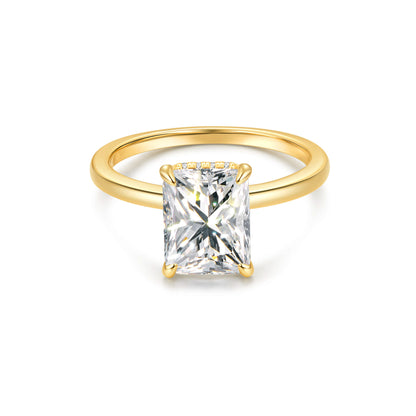 Hidden Halo Radiant Lab Diamond Ring in 18K Yellow Gold - Neoshine