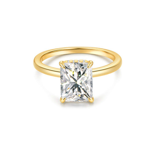 Hidden Halo Radiant Lab Diamond Ring in 18K Yellow Gold - Neoshine