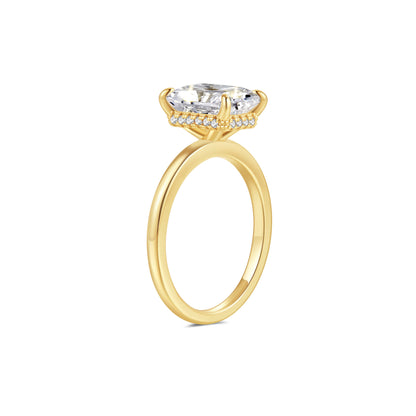 Hidden Halo Radiant Lab Diamond Ring in 18K Yellow Gold - Neoshine